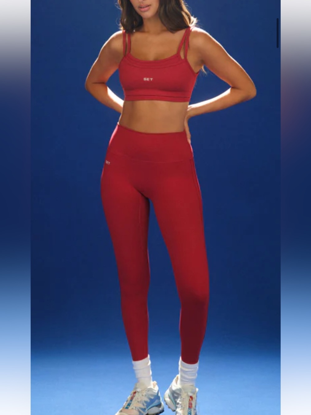 SET ACTIVE 2pc set NWT Ribbon red Cloudform S M (FIT060)